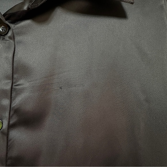 Brunette The Label | Black Silky Satin Long Sleeve Button-Up Shirt - Picture 4 of 10